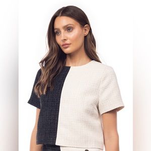 Naked Zebra Tweed Color Block Top